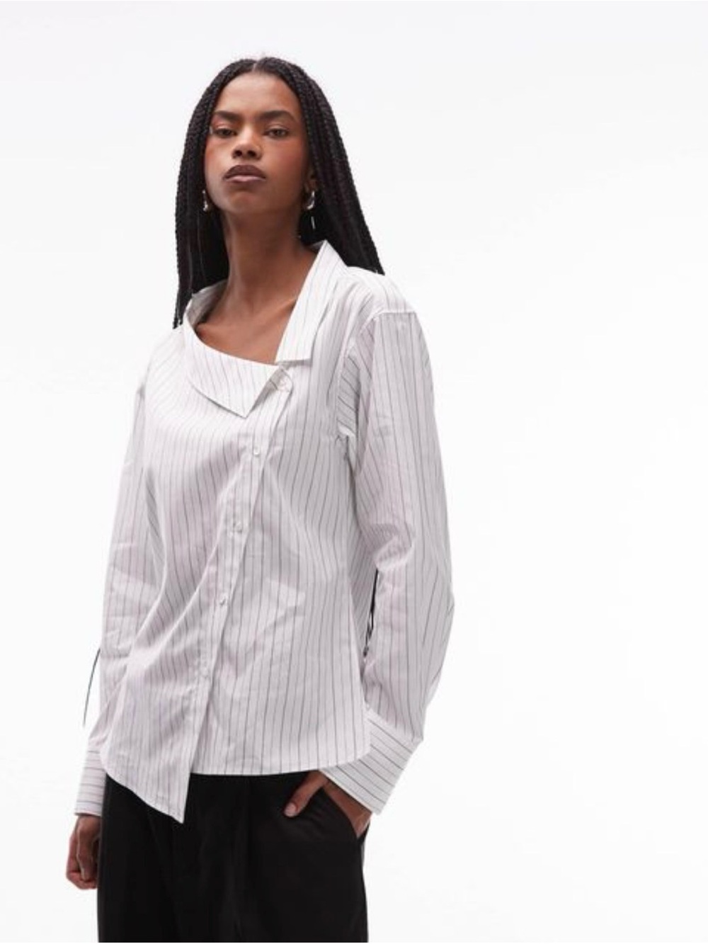 NWT ⭐️ ARKET asymmetric wrap blouse with fold-over collar in off-white